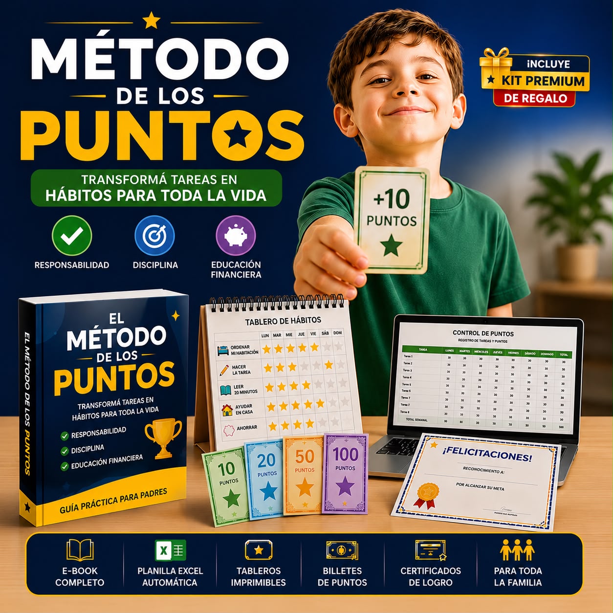 Método de los Puntos + Kit Premium de Regalo | Responsabilidad y Educación Financiera para Niños